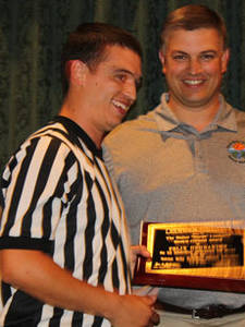 Felix Hernandez, member of Yakima Valley Basketball Officials Association, receives the second annual award. Also Pictured: Blake Cruzen
