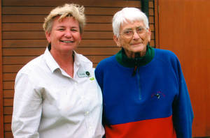 Apple Tree golf pro Cindy MacNider with Honored Guest and Bowling Hall of Famer member Hazel Leland
